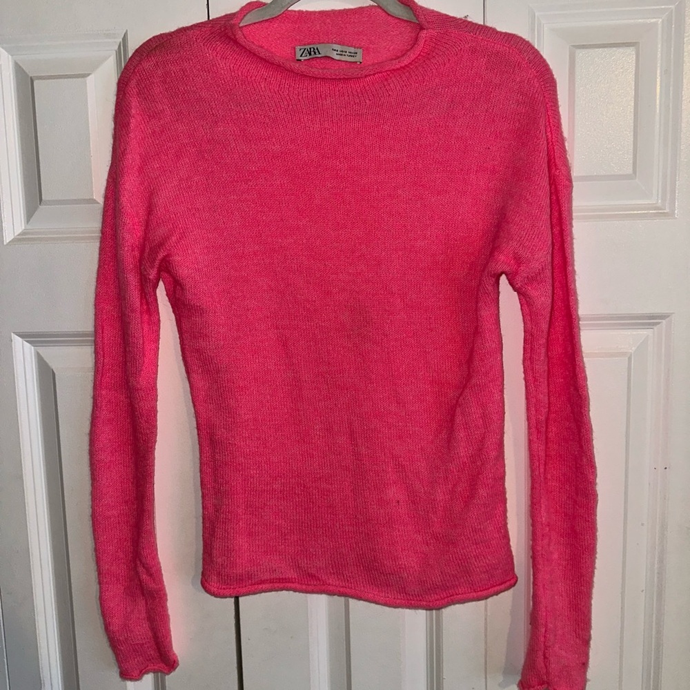 ZARA Vibrant Pink Cashmere Top